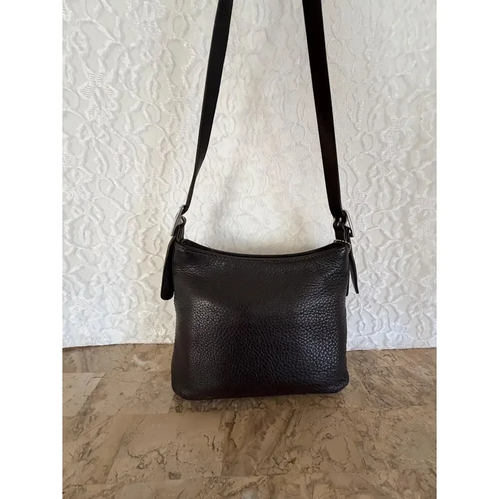 Vintage COACH #6807 Black "Hudson Small Zip" pebbled Leather Shoulder Bag - Picture 4 of 12